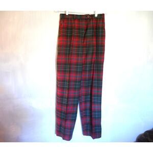 80s Wool High Waist Tartan Plaid Trousers Pants
